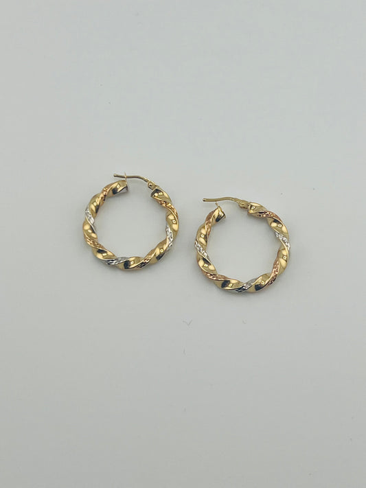 14k Earring big hoop 3 color