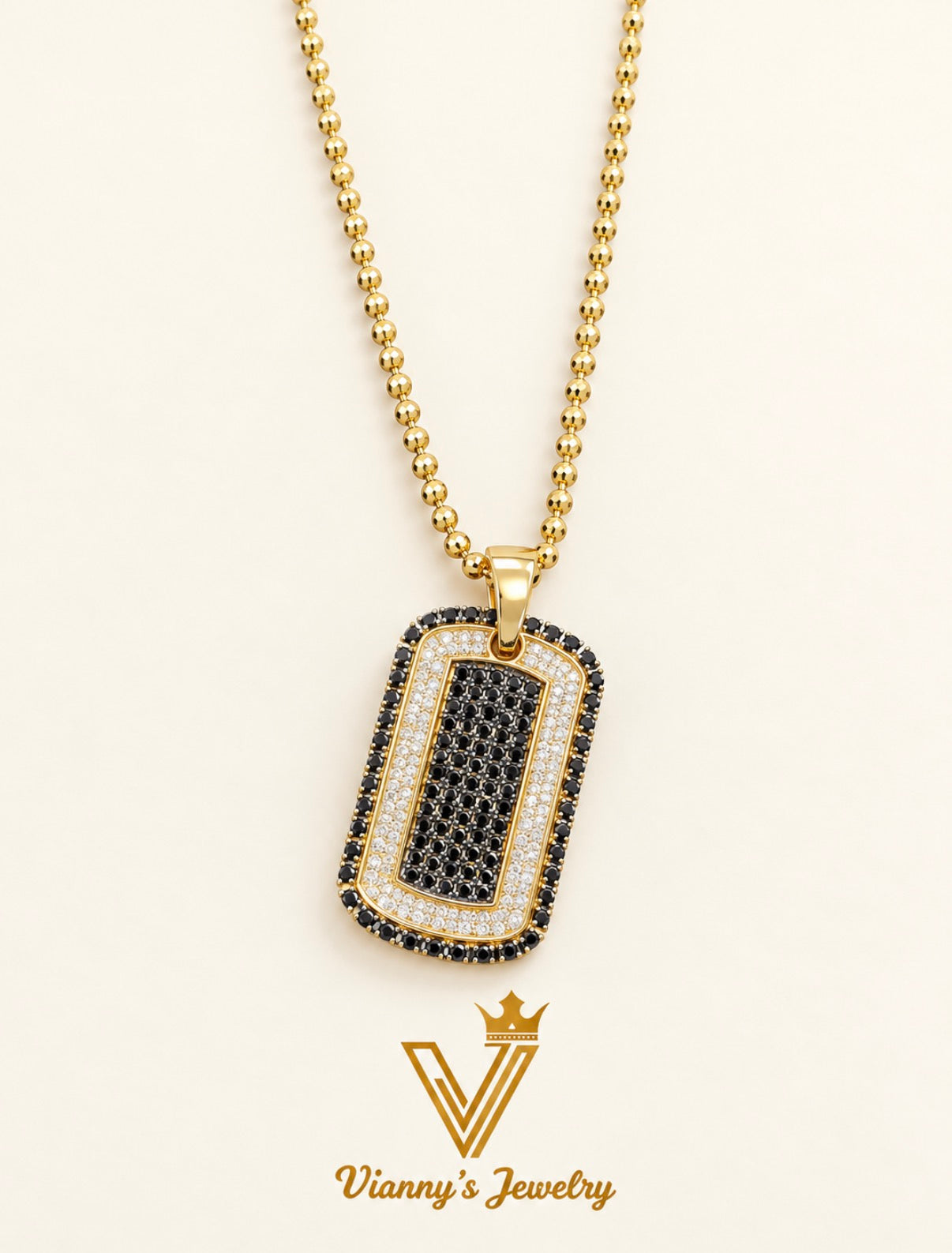 10k 1.70ct diamond pendant charm dog tag