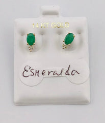 14k Baby earing real original emerald esmeralda stone