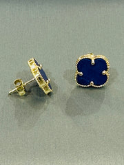 14k cz flower only earing clover blue