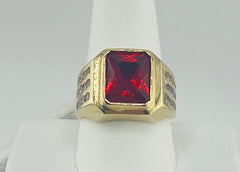 14k ring men red stone