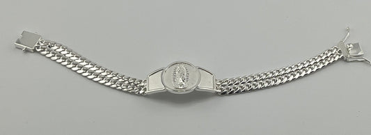 Silver 925 Bracelet silver virgen Guadalupe with doble chain