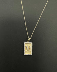 10k gold 0.20ct diamond letter necklace M