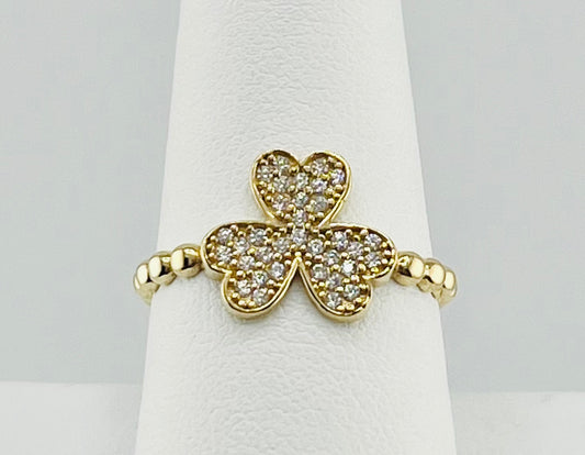 14k ring heart 3 leaf clover