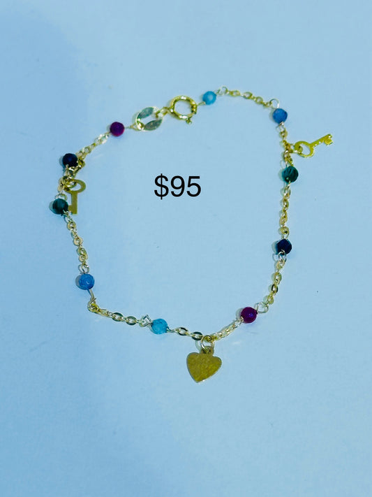 14k multicolor stone bracelet