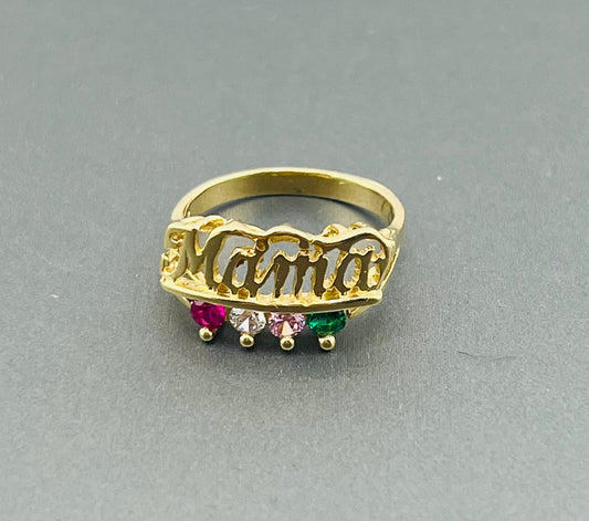 14k ring ladies Mama multicolor stones