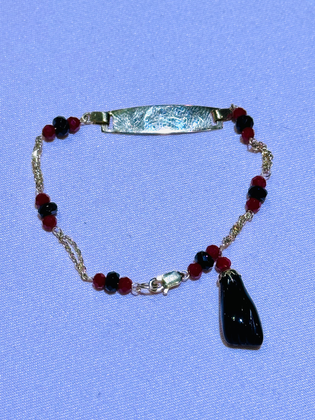 14k baby Id bracelet black hand