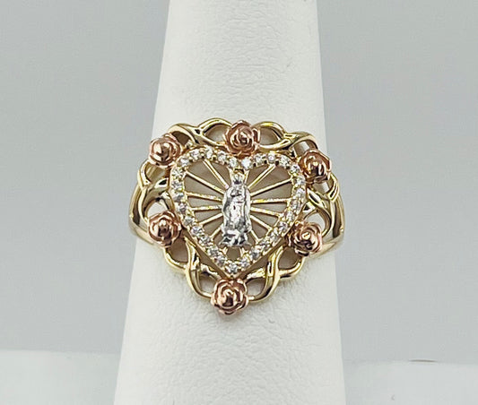 14k ring ladies heart with virgen