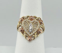 14k ring ladies heart with virgen