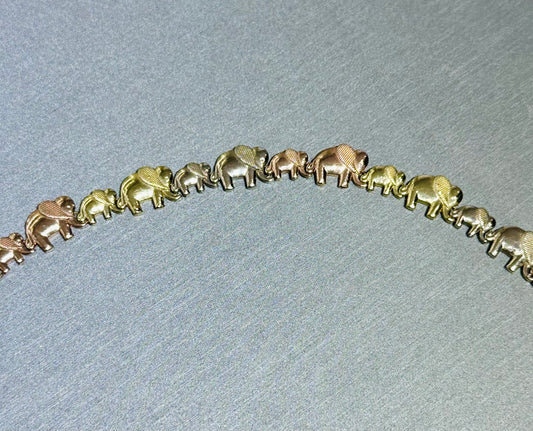 14k Tricolor elephant bracelet