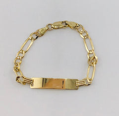 14k baby bracelet figaro style with plate