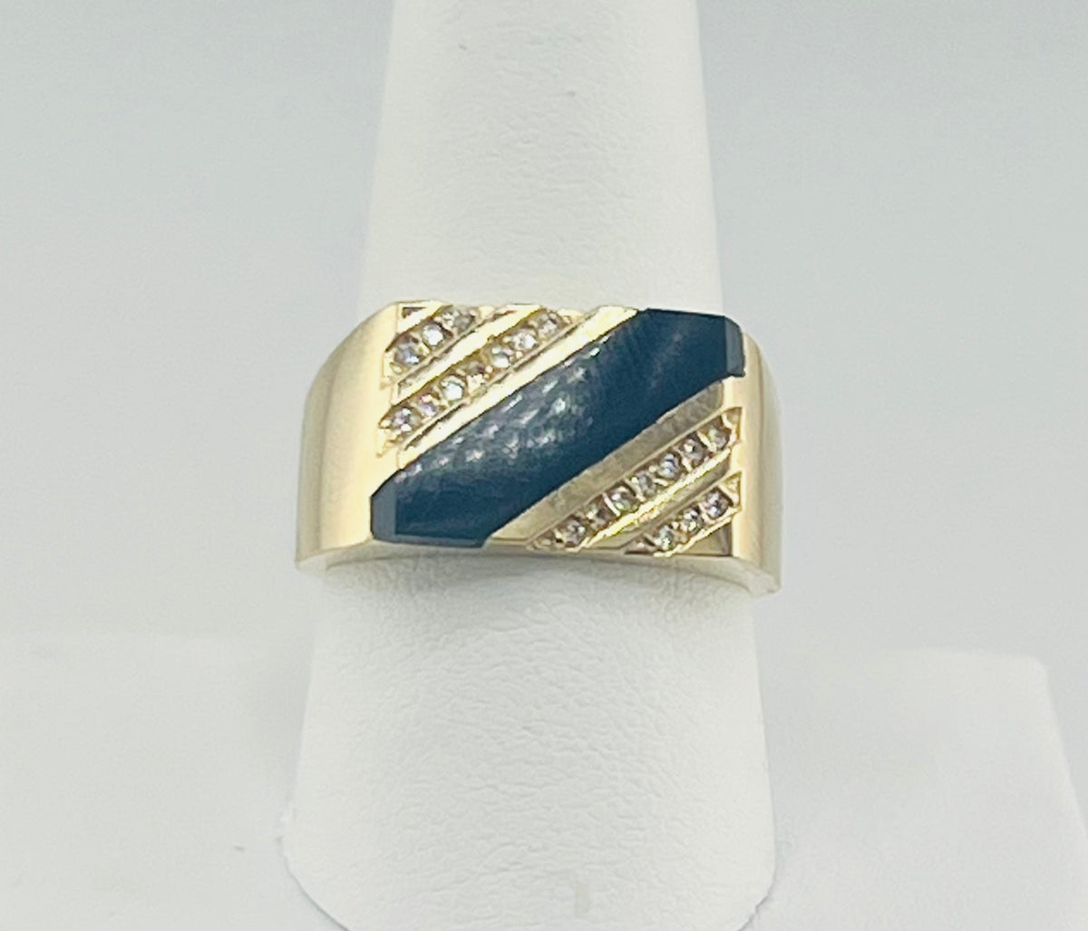 14k ring men black stone