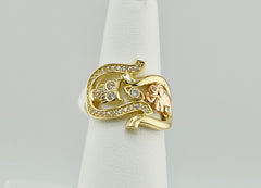14k ring lucky with elephant owl horseshoe and eye