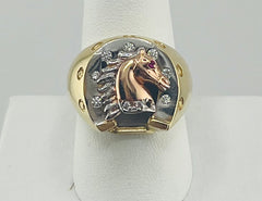14k ring  men horse multi color