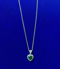 14k necklace 18” with big green heart stone pendant