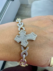 10k gold diamond bracelet cross