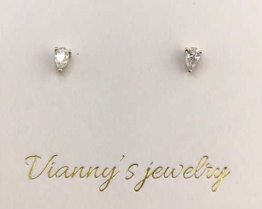 LADIES EARRING 0.50CT ROUND DIAMOND YELLOW GOLD PEAR SHAPE