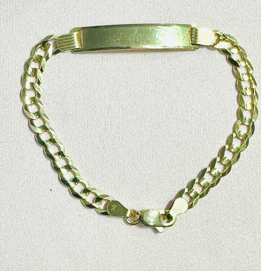 14k baby bracelet cuban link ID plain