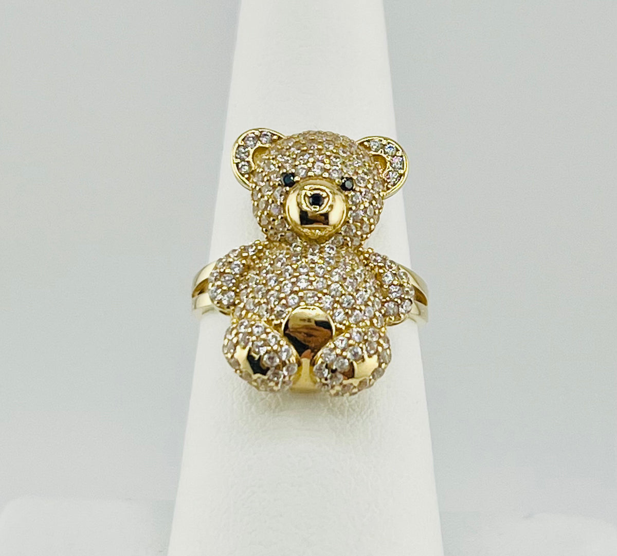 14k ring teddy bear with stone