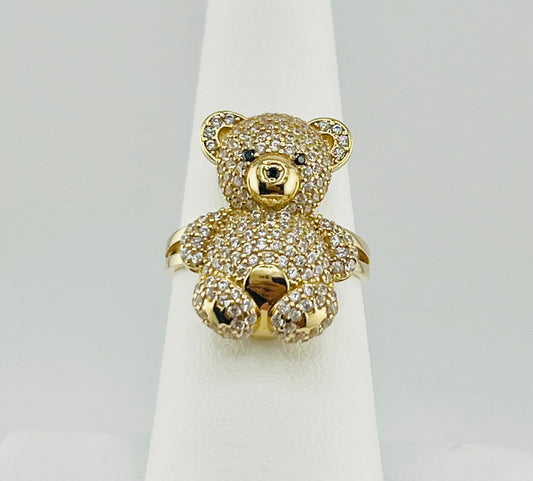 14k ring teddy bear with stone