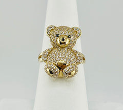 14k ring teddy bear with stone