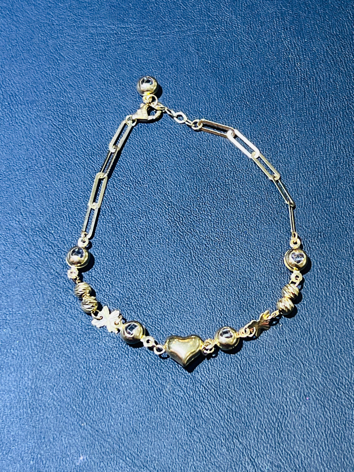 14k bracelet heart 8”