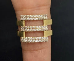 14k gold ring bars with white stones