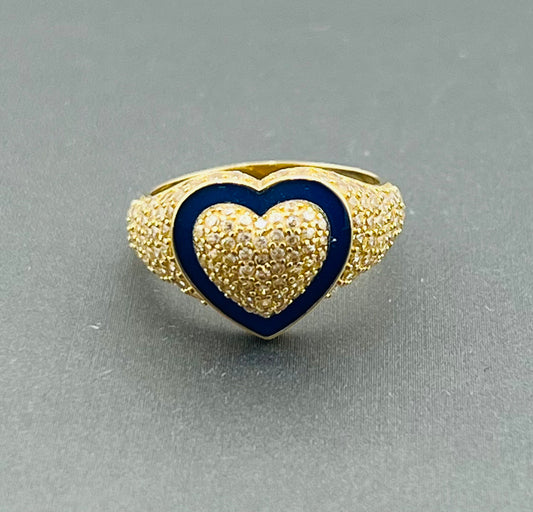 14k ring ladies heart with blue
