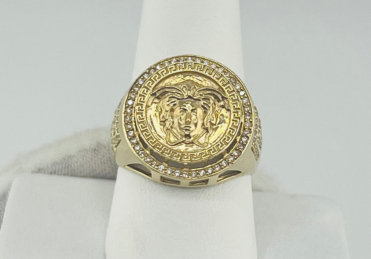 14k ring men round solid medusa