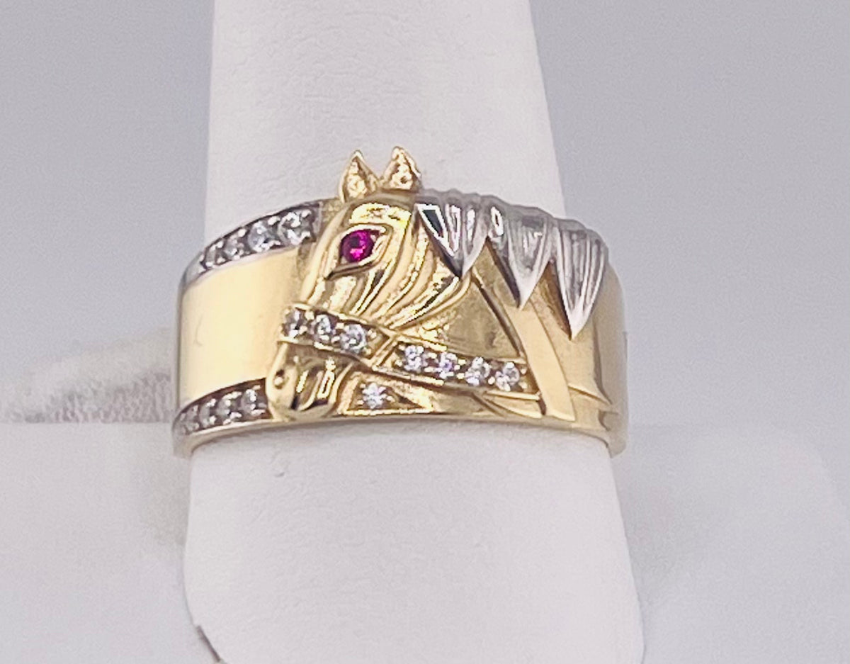 14k ring men horse stone