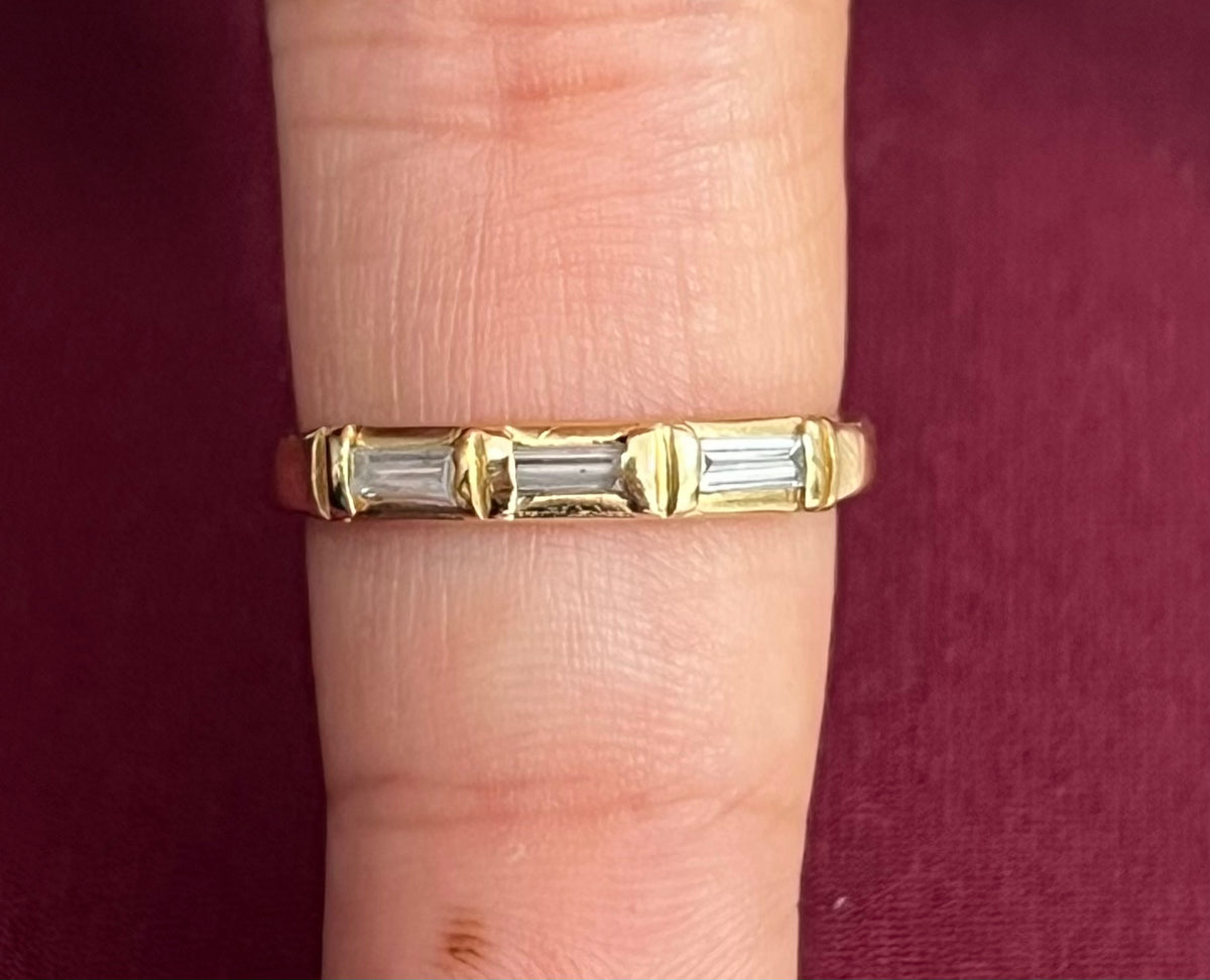 14k 3 square stone ring
