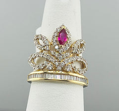 14k Crown ring with stones