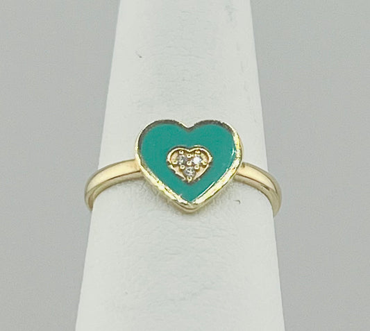 14k ring ladies heart with stone