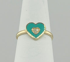 14k ring ladies heart with stone