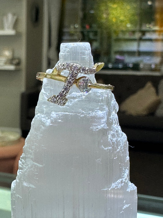 14k ring letter T