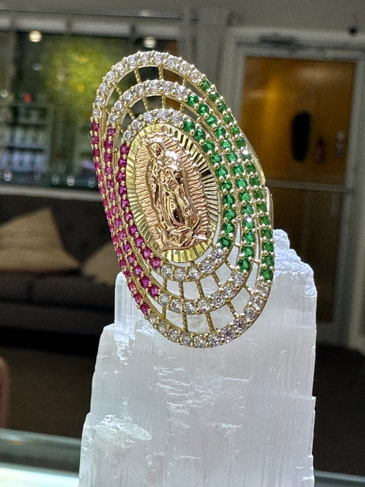 14k ring virgen multicolor stones