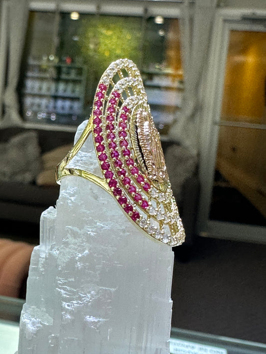 14k ring virgen multicolor stones