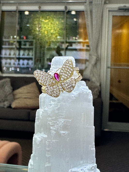 14k butterfly ring