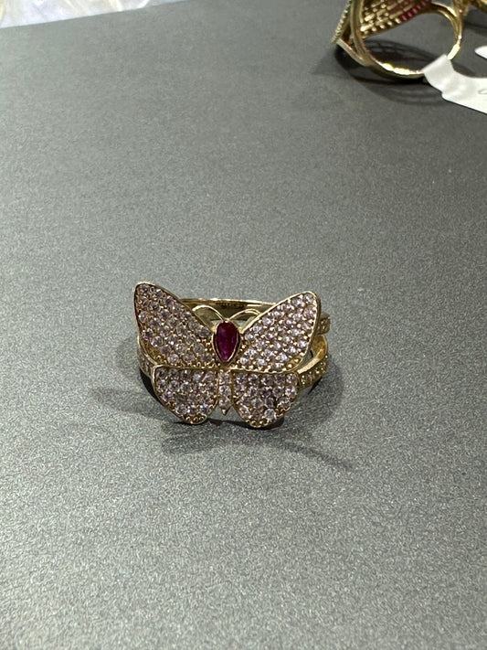 14k butterfly ring
