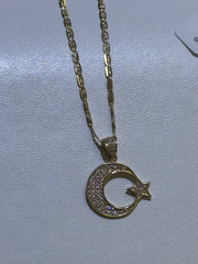 14k Moon and star necklace