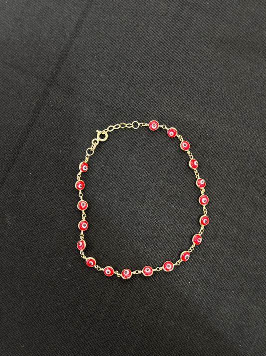 14k Red evil eye bracelet