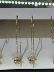 14k Dangle crown earrings tiara 15 añera