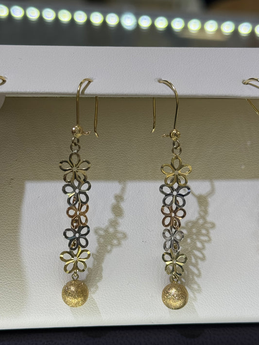 14k Dangle flower earrings