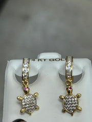 14k turtle huggie earrings