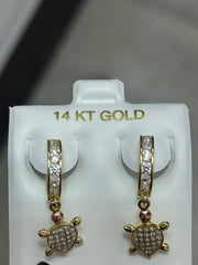 14k turtle huggie earrings