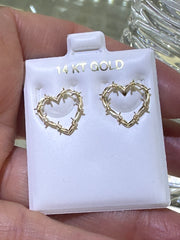 14k earing heart long