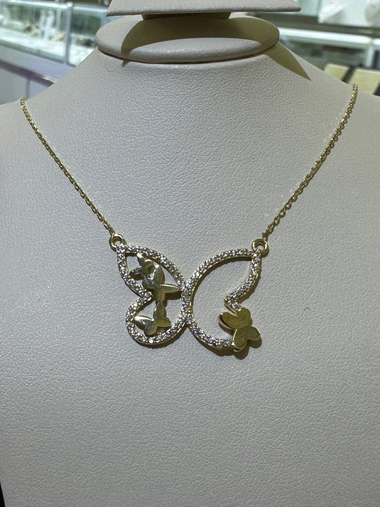 14k Necklace butterflies