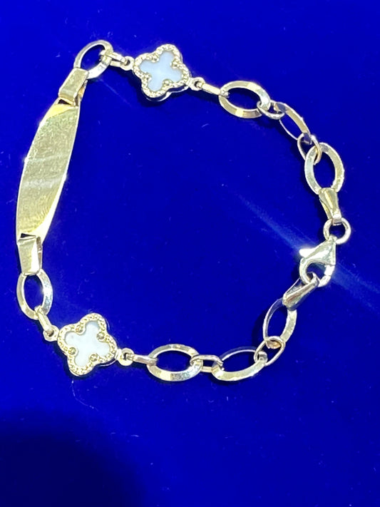 14k baby bracelet white stone