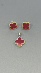 14k cz flower only earing clover