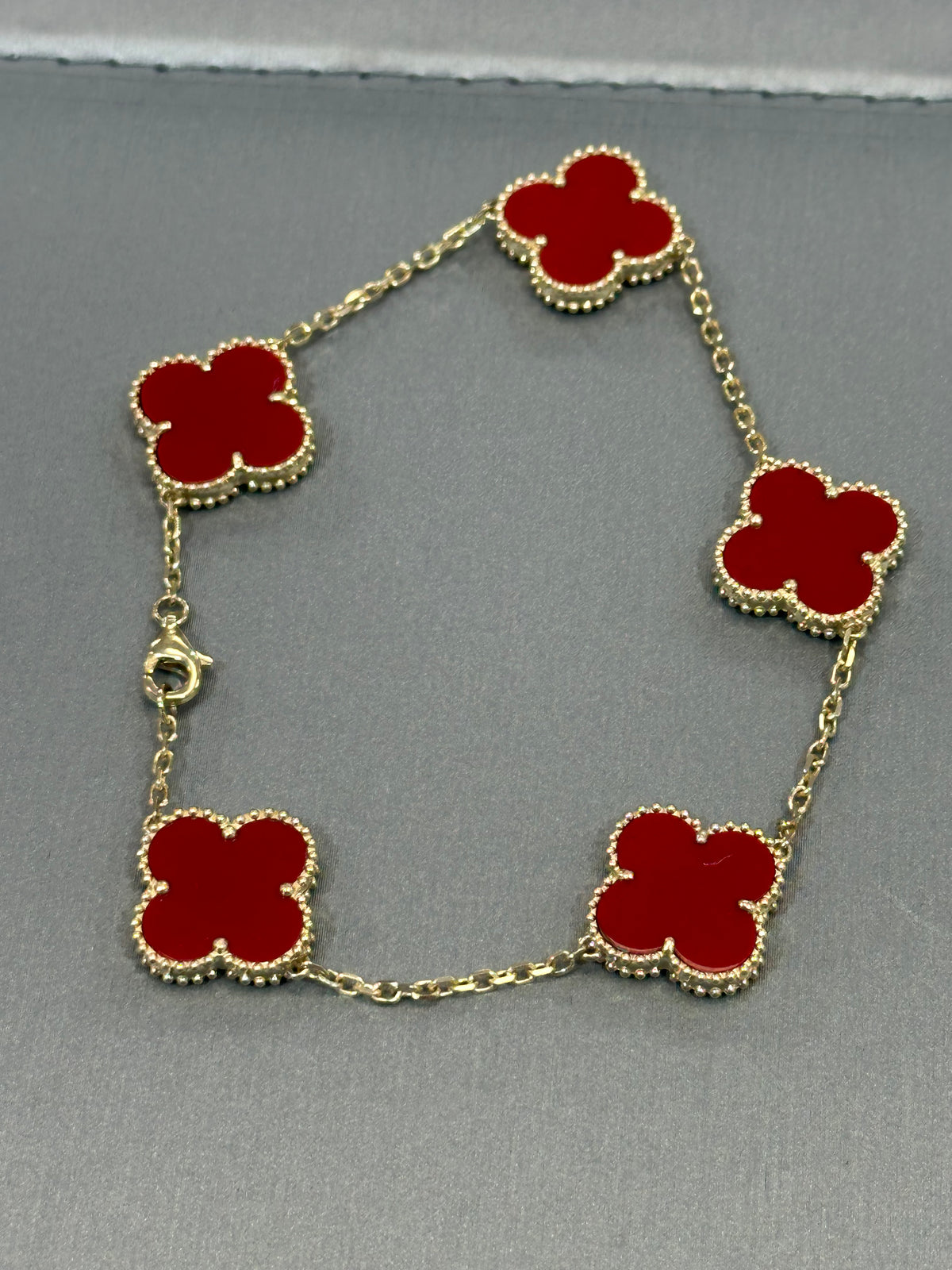 14k bracelet clover red